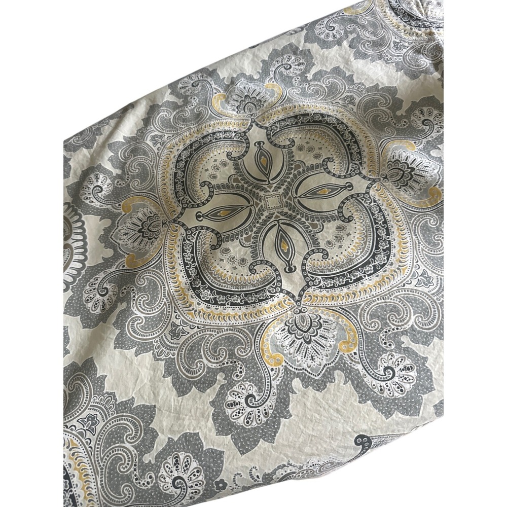 Pottery Barn Paisley Medallion Standard Pillowcase Set 2 Grey Yellow Cotton